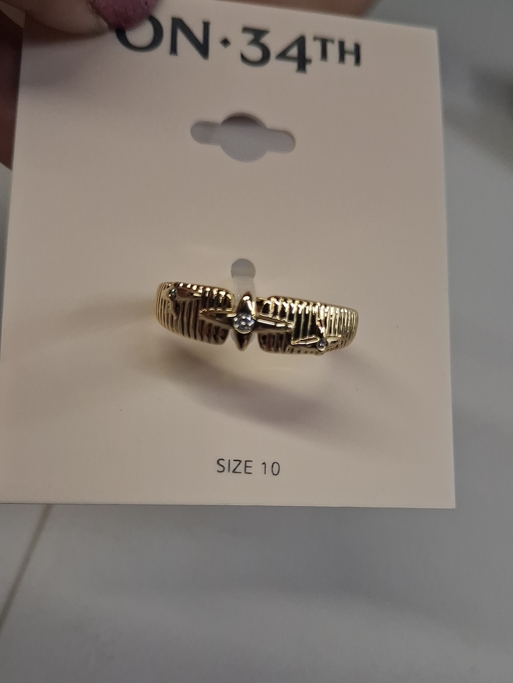 NWT Womens ON 34th Gold Star Ring Tower Size 10